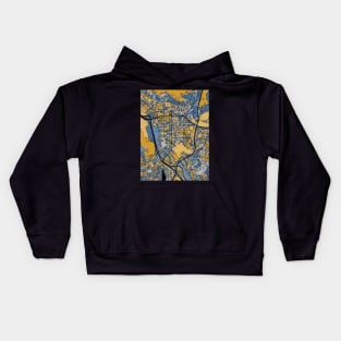 Glendale Map Pattern in Blue & Gold Kids Hoodie